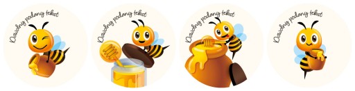 16 kusov 5cm samolepky Happy Bee etikety šťastná včielka