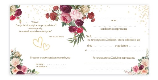 Svadobné oznámenia Zlaté srdce pripravené plus biela obálka ZKS_07