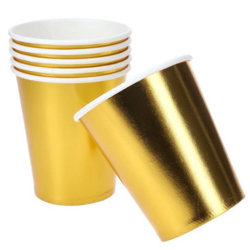 Jednorazové papierové poháre 6ks 180ml Gold