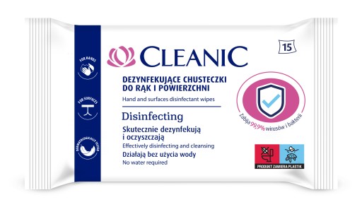 Antibakteriálne utierky Cleanic 15 ks