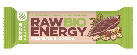 RAW ENERGY BIO tyčinka, arašidy, kakao, BEZLEPKU