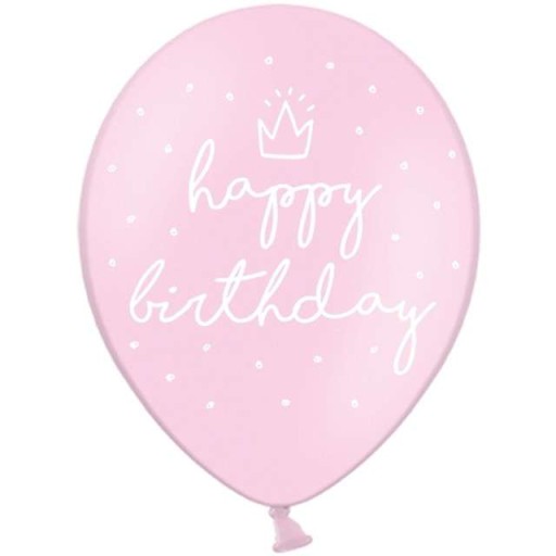 Ružové balóniky HAPPY BIRTHDAY, 12 palcov, 6 ks