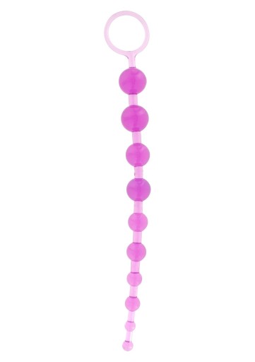 Purple Anal Beads 30 cm - progresívne s držiakom na prst - ToyJoy