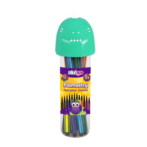 Fixky v balení 12 farieb STRIGO Dinosaur