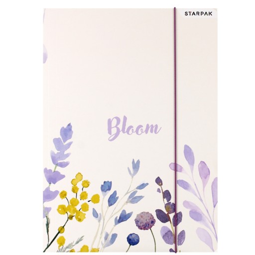 A4 JEDNODUCHÝ PAPIEROVÝ ZLOŽKA s gumičkou, biela s priečinkami FLOWERS STARPAK Bloom