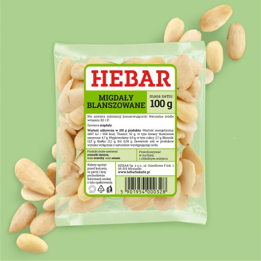 BLANŠOVANÉ MANDLE 100 G PRÍRODNÁ HEBAR