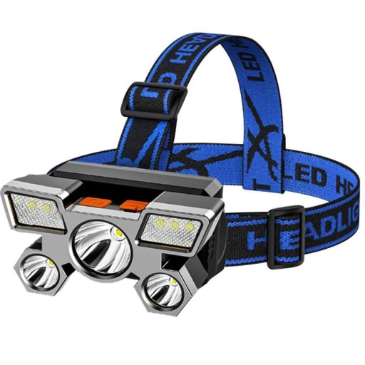 ČELOVÁ LAMPA 5 x LED VÝKONNÁ XPE USB BATÉRIA