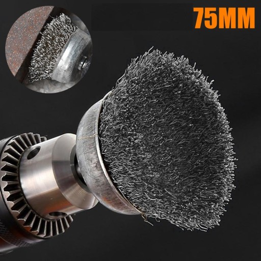 Drôtená kefa na vŕtačku a skrutkovač 75mm INOX