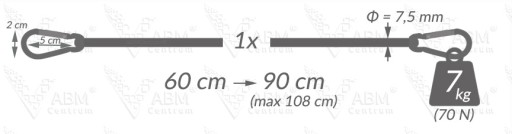 KOVOVÁ KARABÍNA FLEXIBLE LINE 60 cm GUMOVÝ HÁK