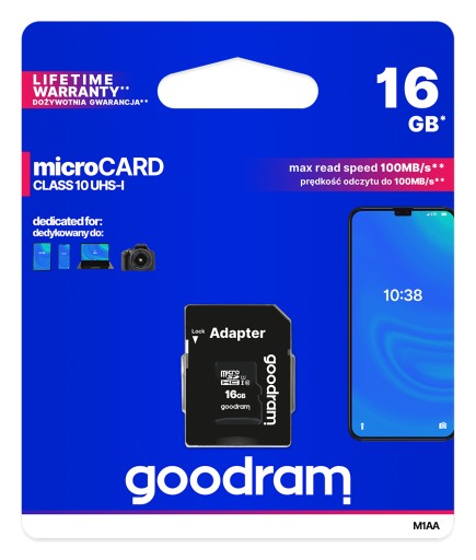 PAMÄŤOVÁ KARTA MICRO SD 16 GB ADAPTÉR GOODRAM CL 10