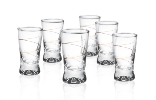 SET 6 x poháre na vodku X ZLATÁ ŠPIRÁLA, NÁDHERNÁ