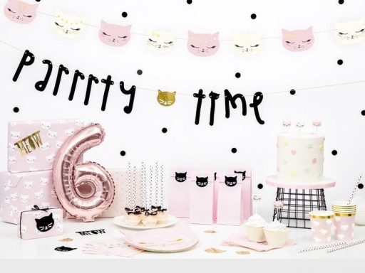 Narodeninové papierové poháre Kitties Cats Mačka na narodeniny ružové 200ml 6 ks