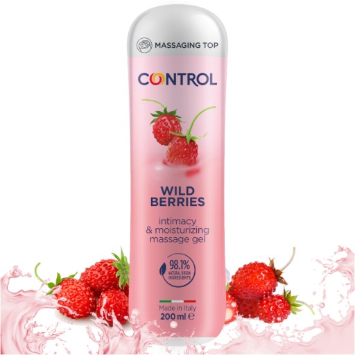 CONTROL WILD BERRIES Intímny gél na sexuálnu masáž, účinný, veľký, HORIZONTÁLNY, 200 ml