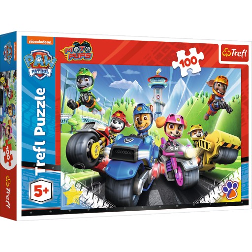 Puzzle 100 dielikov. Tlapková patrola na motorkách