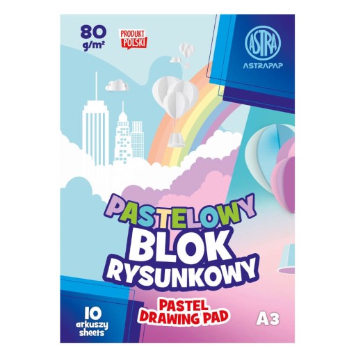 A3 pastelový blok na kreslenie 10 listov 80g/m2 ASTRA