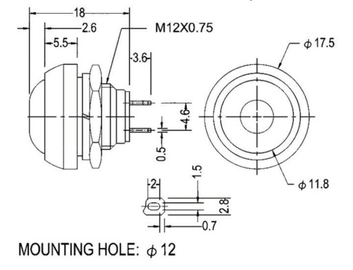 Momentálne monostabilné tlačidlo BS-33B M12