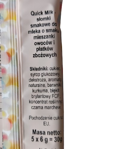 RÝCHLE MLIEČNE MLIEČNE SLAMKY OVOCIE A OBILNINY 30g DÁTUM: 31.03.2025