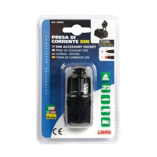ZÁSUVKA ZAPAĽOVAČA TIR 12V 24V 15A DIN MINI KLAPKA