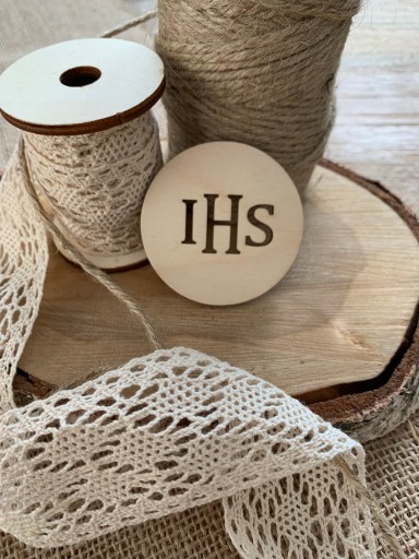 Drevená ihs hostia decoupage 3 cm