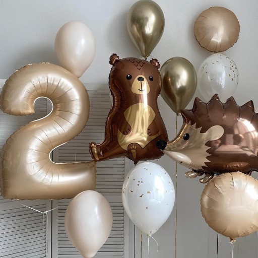 FÓLIOVÝ BALÓN, ČÍSLO 2, KRÉM, Boho KARAMEL, 100CM