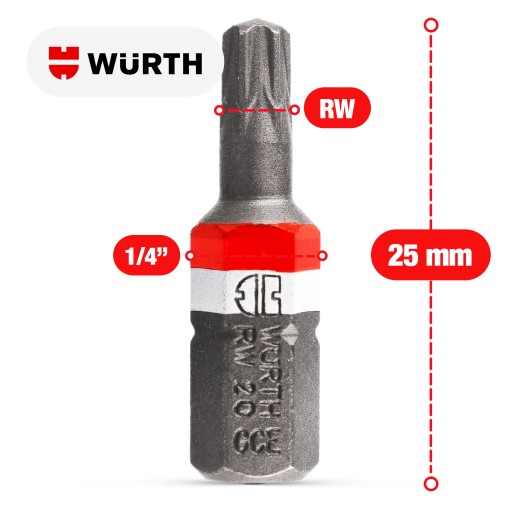 BIT RW20 WURTH Bit Bit Skrutkovacie bity Wurth 1/4 RW20 ASSY 061470