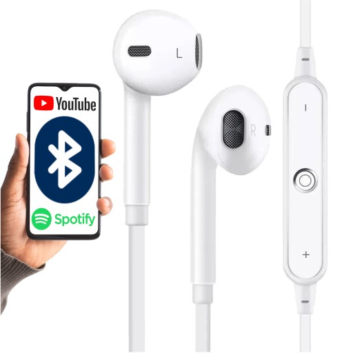 BEZDRÔTOVÉ ŠPORTOVÉ SLÚCHADLÁ BLUETOOTH USB MIKROFÓN BIELY