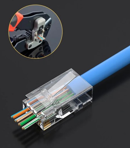 RJ45 zástrčka 8P8C cat5E priechodná EZ 10 ks internet