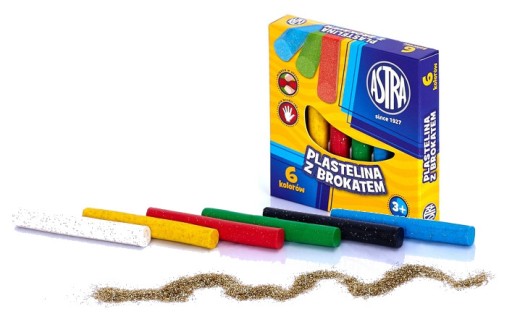 Astra Plastelína s trblietkami, 6 farieb