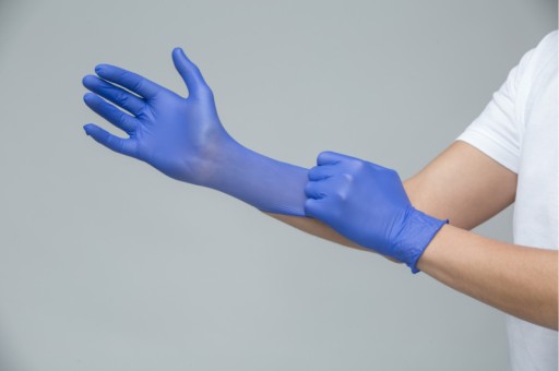 Nitrilové rukavice BEZ PRÁŠKU modré EASYCARE ZARYS modré veľkosť M 100 ks.