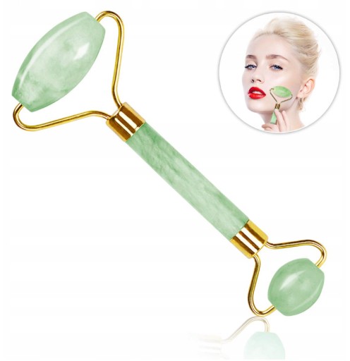 JADE ROLLER NA MASÁŽ TVÁRE S OLEJOM, KRÉMOM, SÉROM, PRAVÝM KAMEŇOM