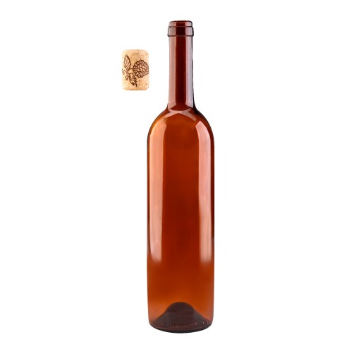 FĽAŠA BORDEAUX VÍNA 750 ml HNEDÁ s KORKOM