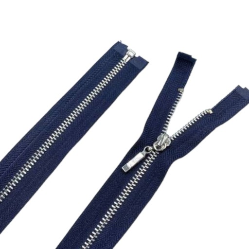 KOVOVÝ Zips strieborný VT0 35cm NÁMORNÍCKA MODRÁ