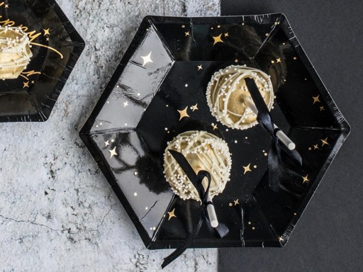 Papierové taniere Black Gold Stars 20 cm x6
