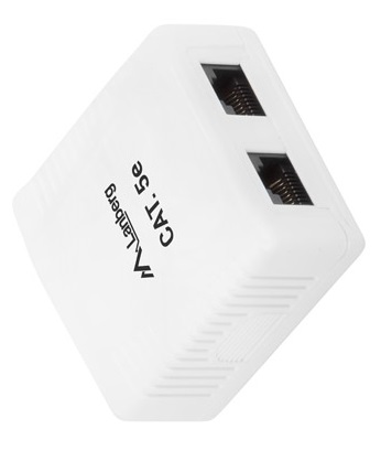Internetová počítačová zásuvka 2xRJ45 kat.5e, povrchová.