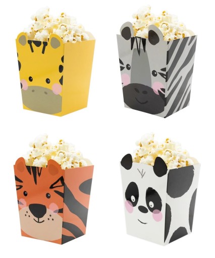 POPCORN BOXY SLADKOSTI zvieratká zoo 4 ks k narodeninám detí