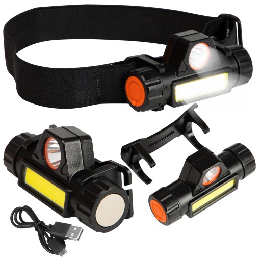 VÝKONNÁ HLAVOVÁ LAMPA S MAGNETOVÝM COB LAMPOU ODNÍMATEĽNÁ USB LED 4V1