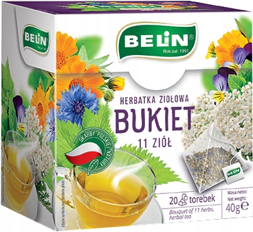 Bylinná čajová kytica z 11 bylín BELIN, 20 pyramíd