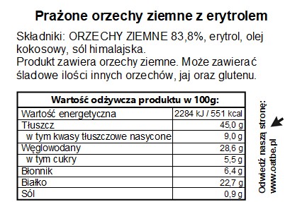 OATBE KETO Pražené arašidy s erytritolom | Bez pridaného cukru |
