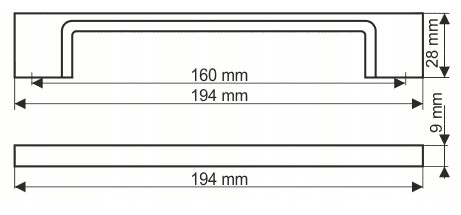 Čierna nábytková úchytka, rozteč 160mm UN73 TECHNO