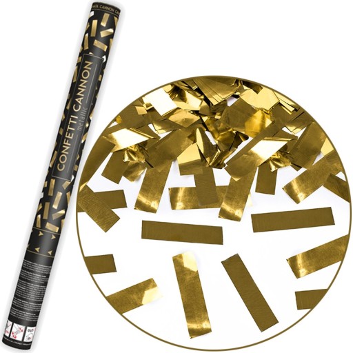 KONFETTIOVÁ STRÚĽKA ZLATÁ METALICKÁ SVADOBNÁ SILVESTER NARODENINY 60 CM