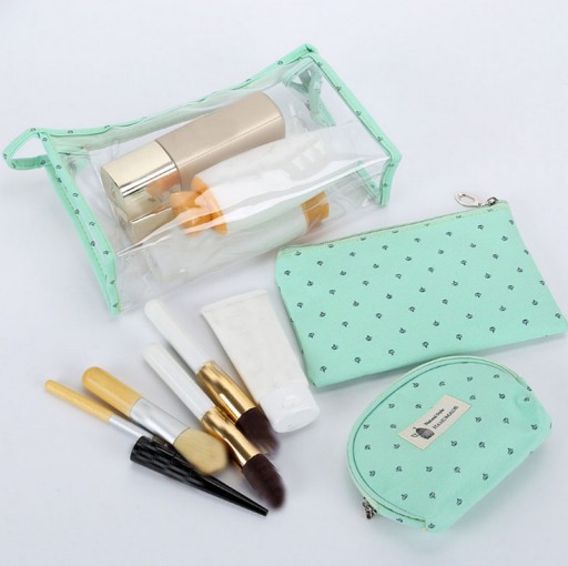 Mint Transparentná kozmetická taštička 3v1 Set