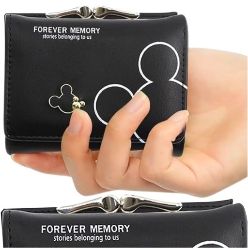 Dámska peňaženka Malá, mickey koža, PEŇAŽENKA, Čierne mince na karty myši