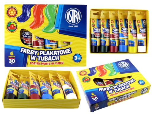 Astra plagátové farby 6 farieb 30 ml v tubách