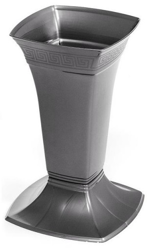 VÁZA HODNOTA CINTORÍNOVÝ HROB PLAST SIVÁ 30cm