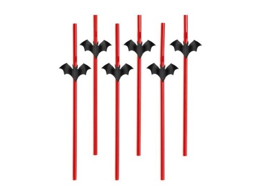 Papierové slamky Halloween Bat - 6 ks.