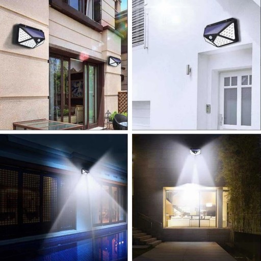 SOLÁRNE FASÁDNE SVÍTIDLO 100 LED SO SÚMRAK A SENZOR POHYBU, ZÁHRAD.