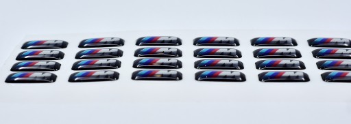 4 ks nálepky, emblémy, logá na ráfiky kokpitu BMW M BALENIE, chróm, 17x9 mm