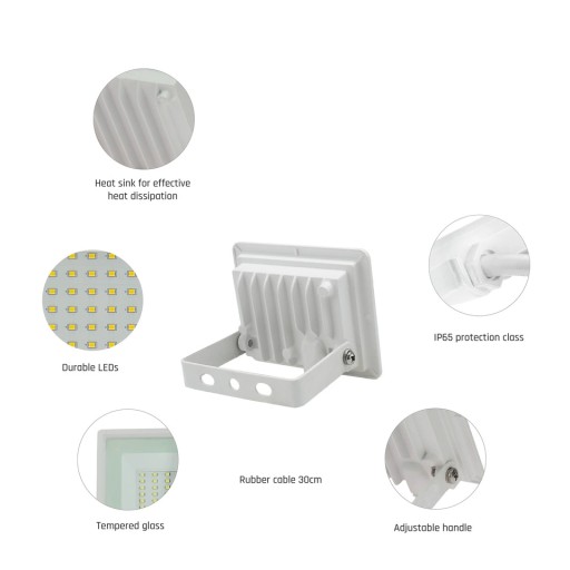 NOCTIS LUX 3 SVETLOMET 10W NW 230V IP65 90x75x27mm BIELA