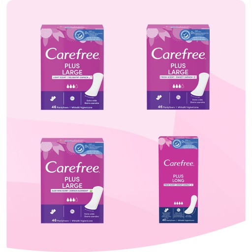 CAREFREE Plus Dlhé hygienické vložky svieža vôňa 40 ks