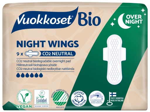 Vuokkoset BIO hygienické vložky na noc 9 ks.